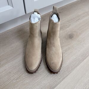 NIB Quince Suede Chelsea Ankle Boot Desert Tan Sz 5.5 6 Shoes Boho Quiet Luxury